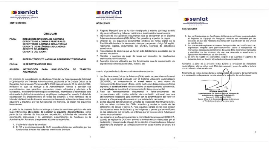 seniat elimina la exigencia de documentos fisicos en aduanas 68418