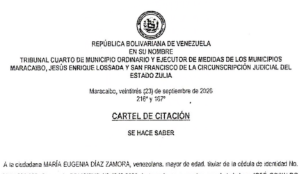 1er. Cartel de Citación a María Eugenia Díaz Zamora al juicio por Divorcio por Desafecto 2 Captura de pantalla 2026 10 05 a las 10.05.33 a. m