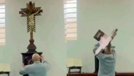 Otra cruz le cayó encima a otro sacerdote... esta vez en Colombia (Hay video) 2 sacerdote