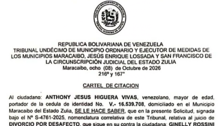 Cartel de Citación a Anthony Jesús Higuera Vivas al juicio por Divorcio por Desafecto 4 Captura de pantalla 2026 10 28 a las 4.37.59 p. m