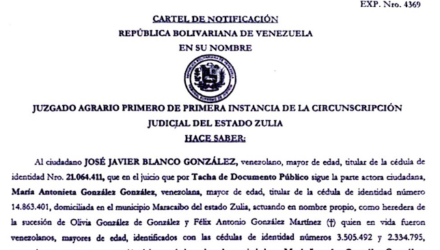 Cartel de Notificación a Javier José Blanco González sobre el juicio por Tacha de Documento Público 2 Captura de pantalla 2026 10 29 a las 19.05.21