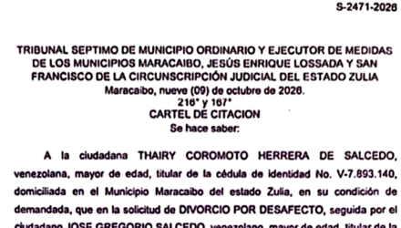 Cartel de Citación a Thairy Coromoto Herrera de Salcedo para hacerse presente en el Juicio por Divorcio por Desafecto 2 Captura de pantalla 2026 10 30 a las 10.12.08 a. m