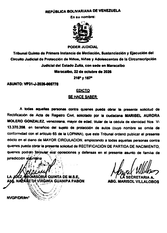 Edicto Maribel Molero