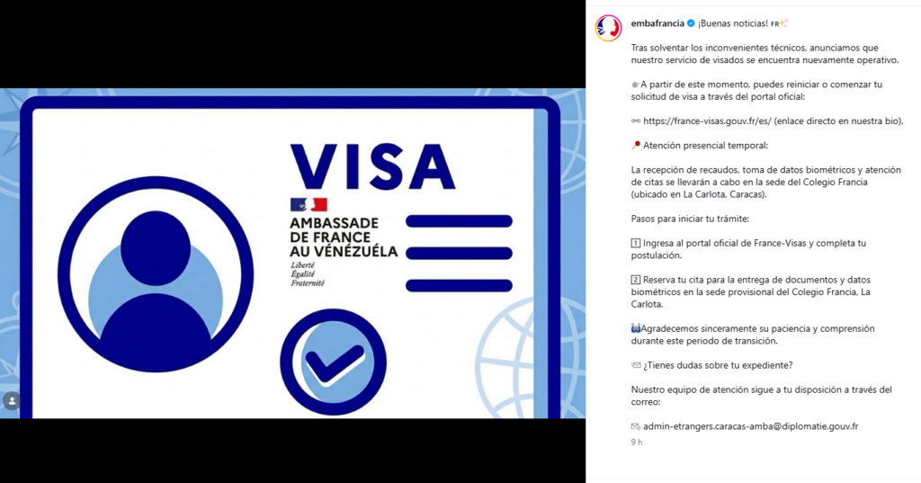 Embajada de Francia reactivó servicio de visados en Venezuela 2 Francia