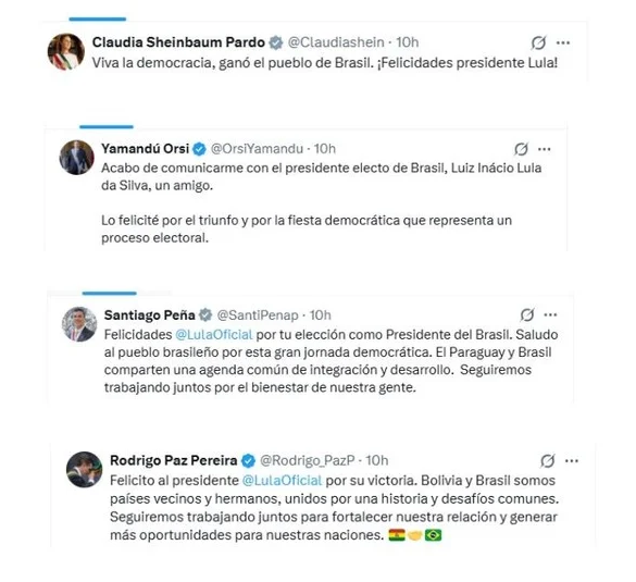 Lula recibió las felicitaciones por su reelección de varios líderes 2 Lideres