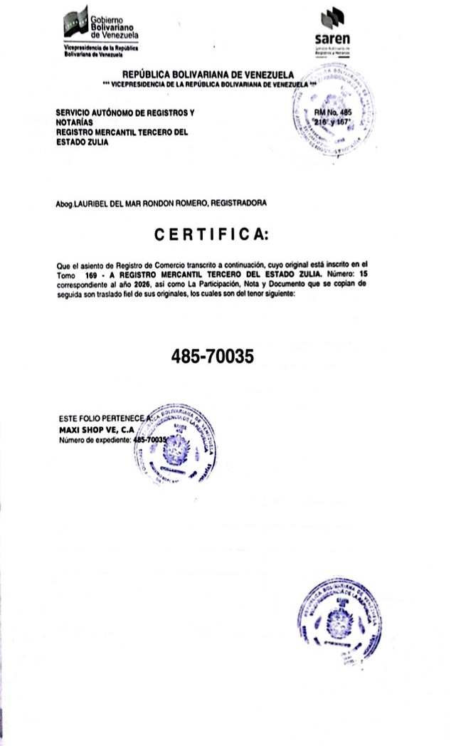 Publicación Acta de Asamblea General Extraordinaria de Accionista de Maxi Shop VE C.A. con motivo de su disolución 5 Maxi Shop 6
